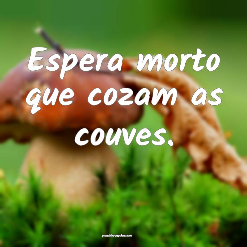 Espera morto que cozam as couves.
...