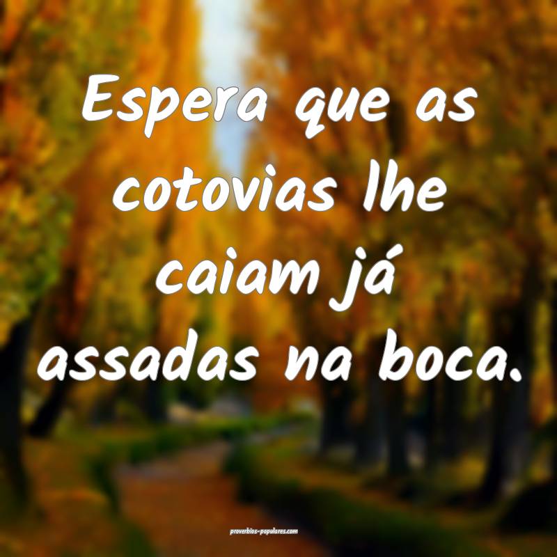 Espera que as cotovias lhe caiam já assadas na bo ...