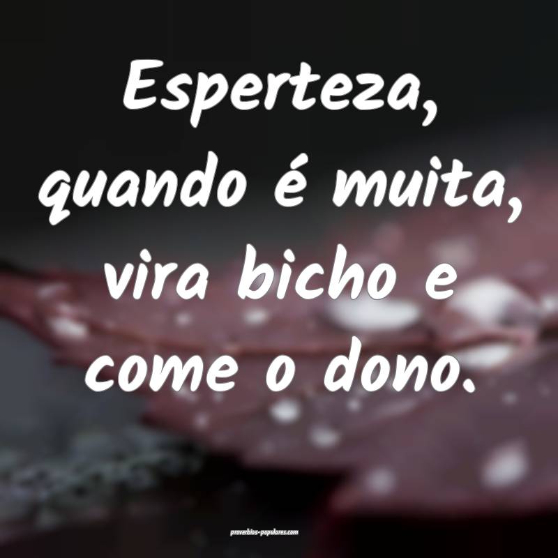 Esperteza, quando é muita, vira bicho e come o dono.
...