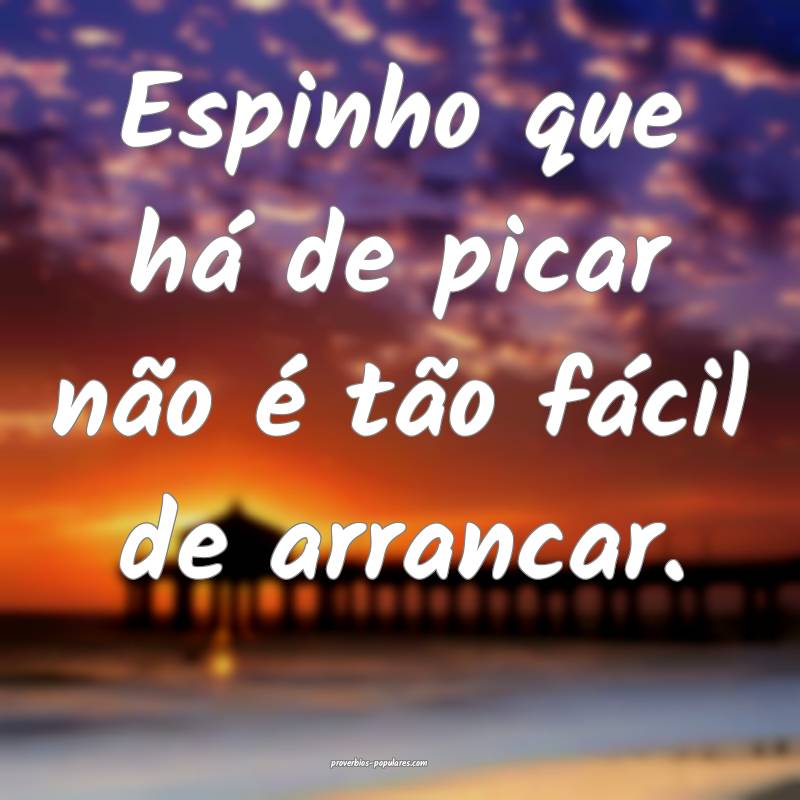 Espinho que há de picar não é tão fácil de ar ...