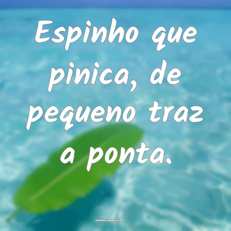 Espinho que pinica, de pequeno traz a ponta.
 ...