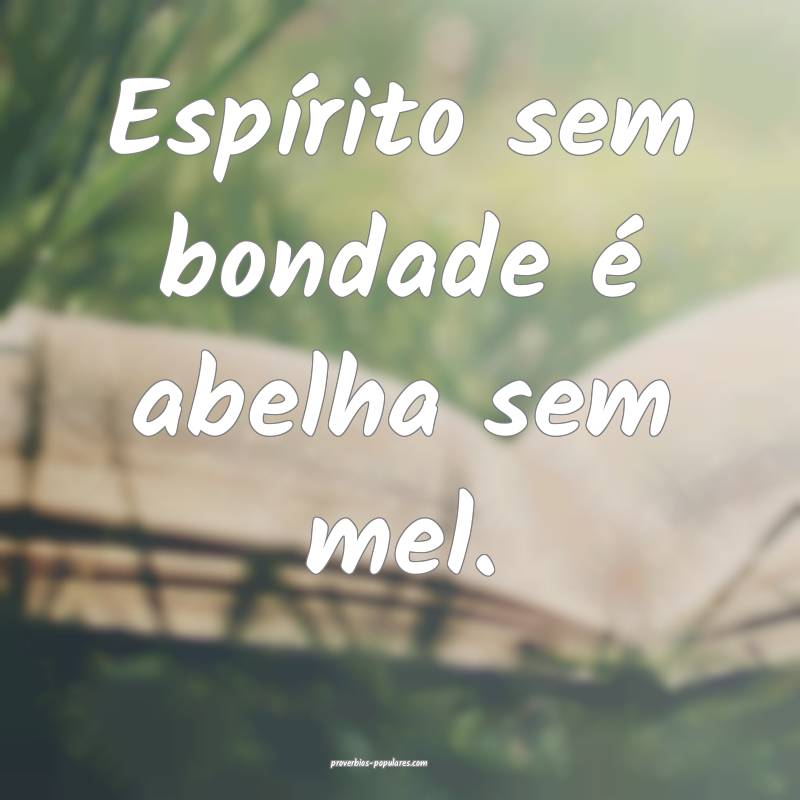 Espírito sem bondade é abelha sem mel.
...