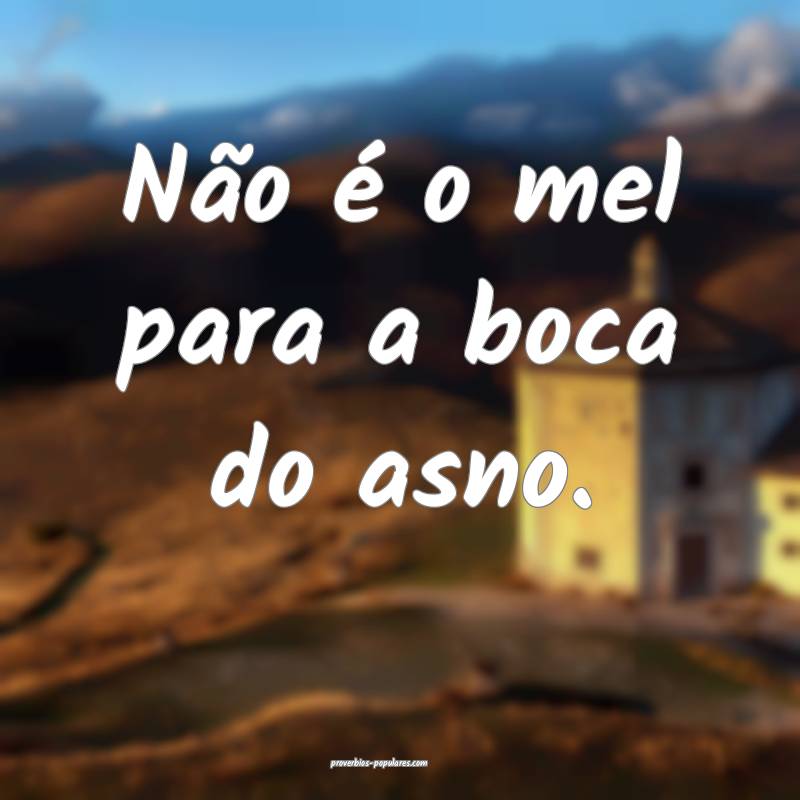 Não é o mel para a boca do asno. 
...