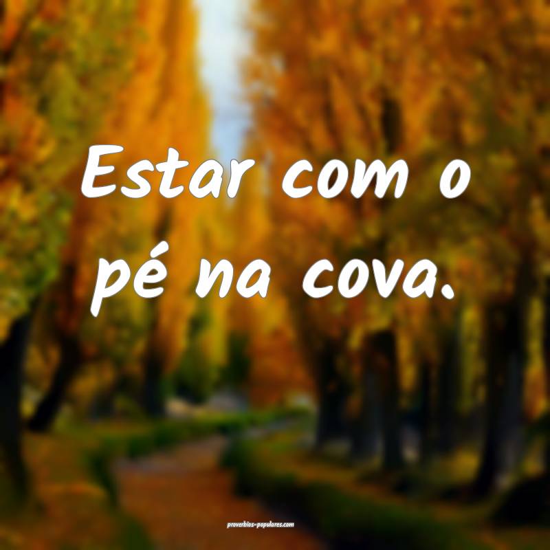 Estar com o pé na cova.
 ...