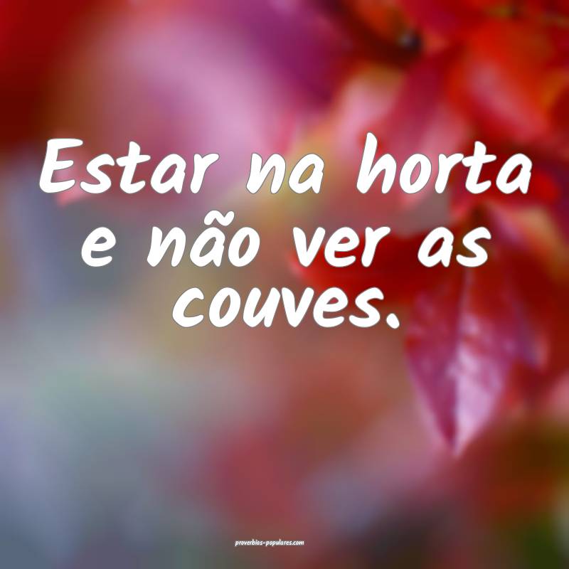 Estar na horta e não ver as couves.
...