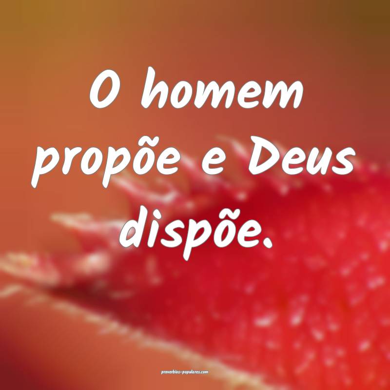 O homem propõe e Deus dispõe. 
...