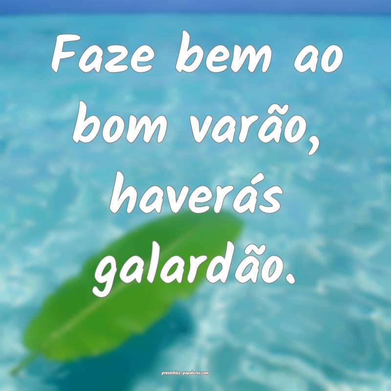 Faze bem ao bom varão, haverás galardão.
...