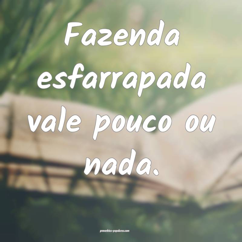 Fazenda esfarrapada vale pouco ou nada.
 ...