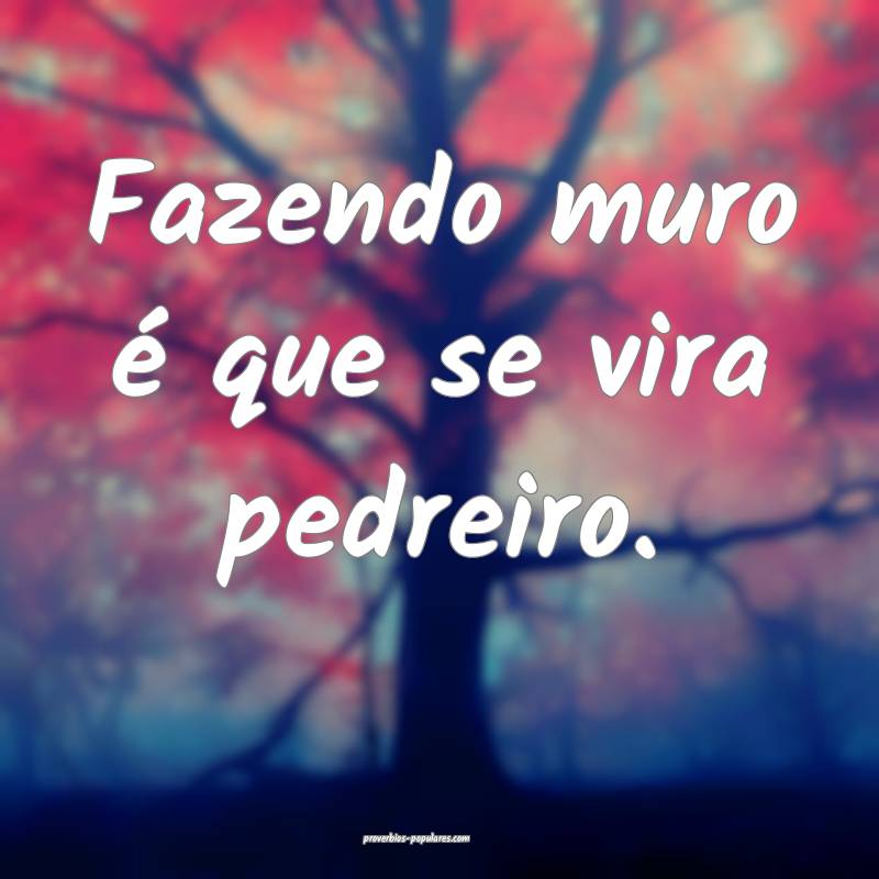 Fazendo muro é que se vira pedreiro.
...