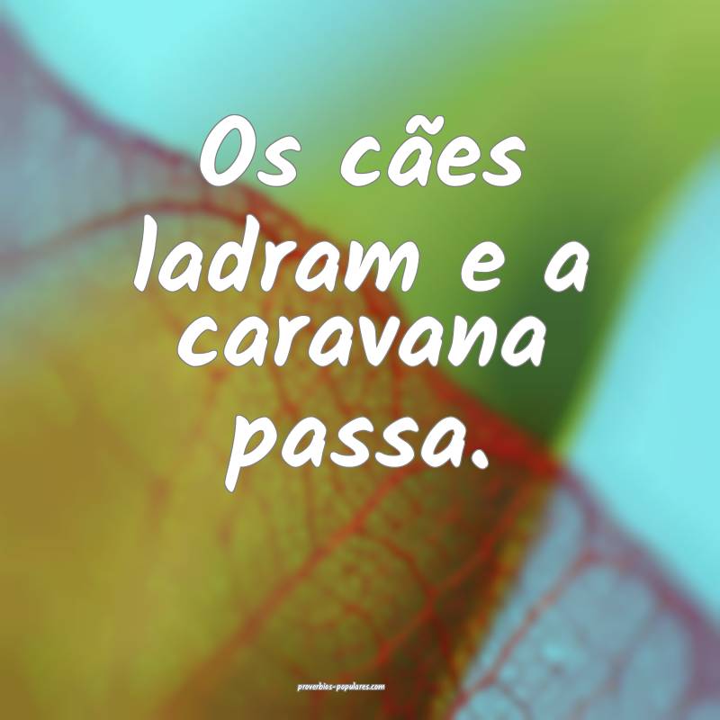 Os cães ladram e a caravana passa. 
 ...