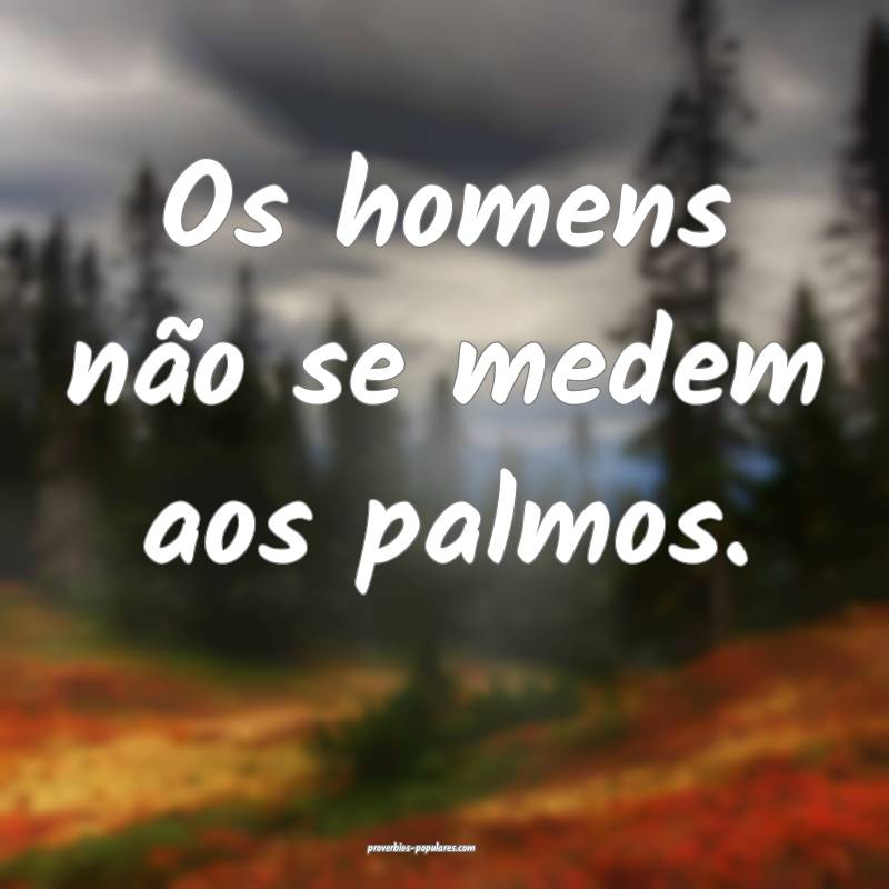 Os homens não se medem aos palmos. 
...