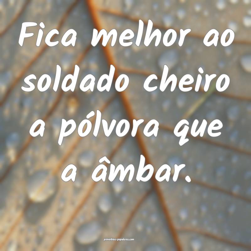 Fica melhor ao soldado cheiro a pólvora que a âm ...