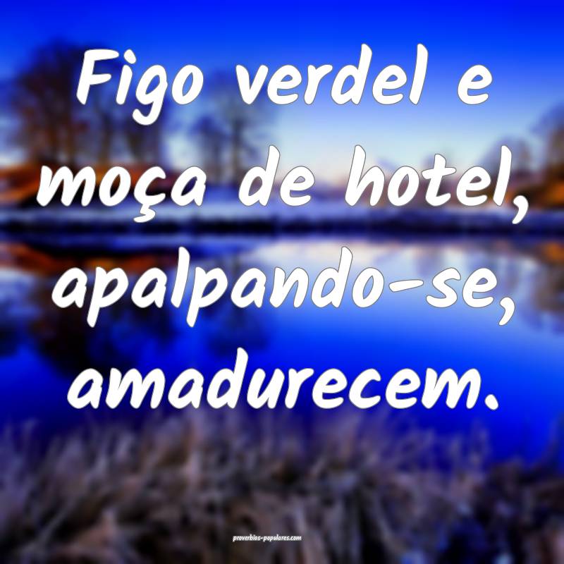 Figo verdel e moça de hotel, apalpando-se, amadurecem.
...