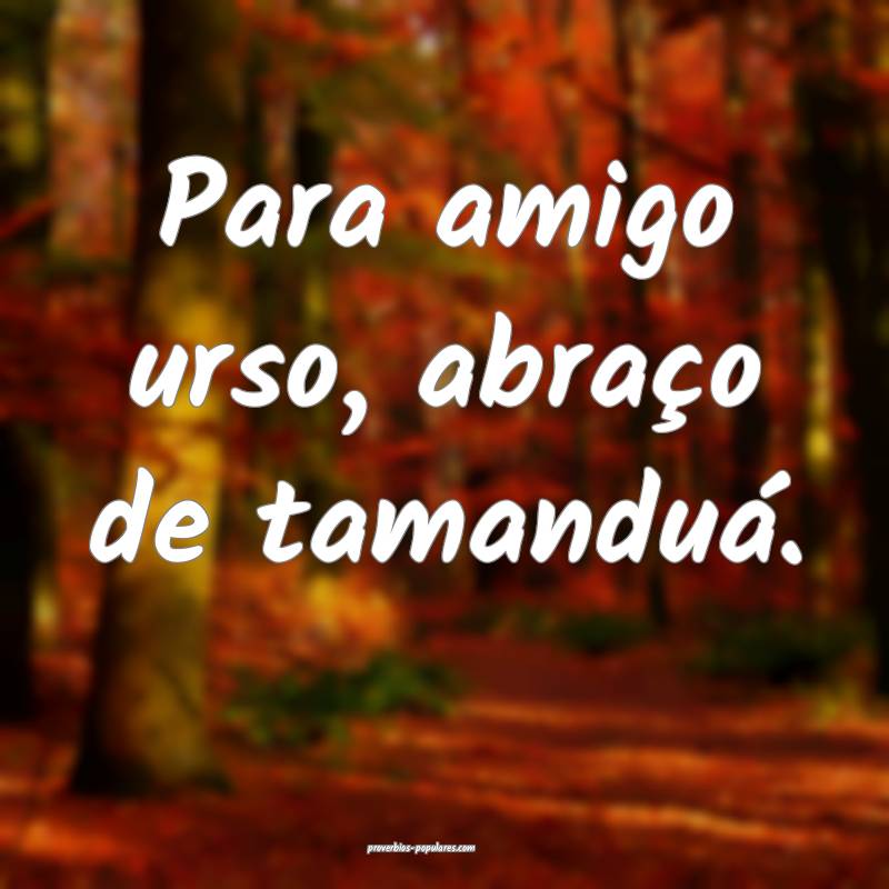 Para amigo urso, abraço de tamanduá. 
...