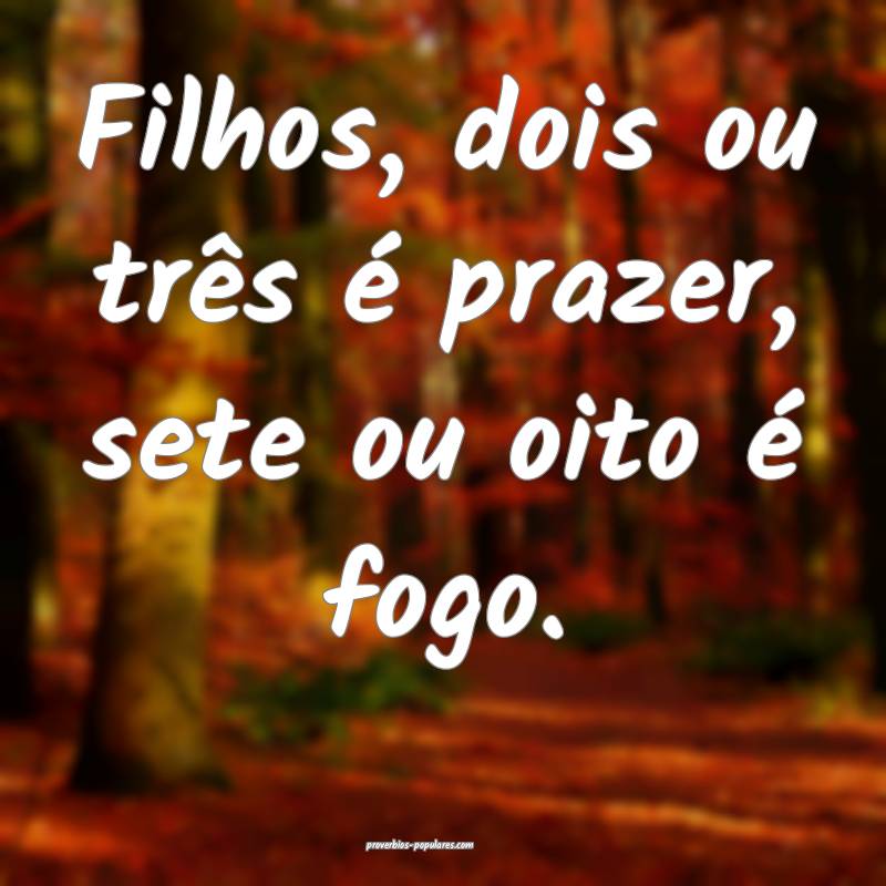 Filhos, dois ou três é prazer, sete ou oito é f ...