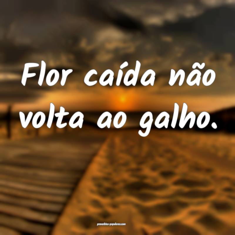 Flor caída não volta ao galho.
...