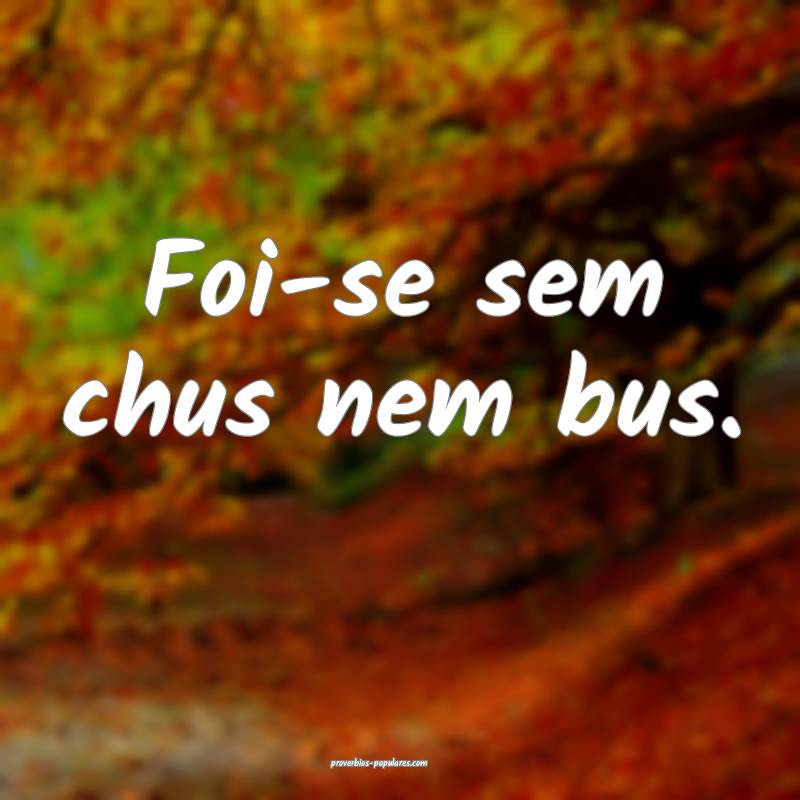 Foi-se sem chus nem bus.
 ...