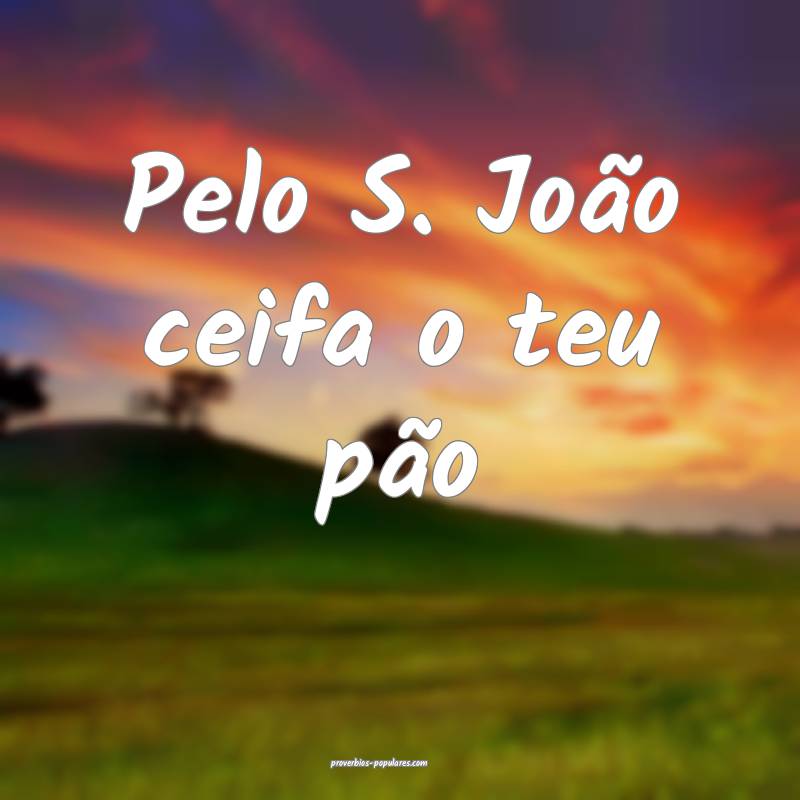 Pelo S. João ceifa o teu pão 
...