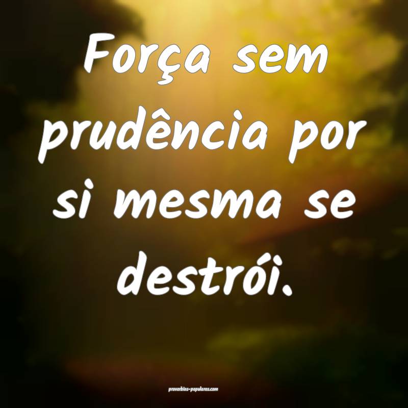 Força sem prudência por si mesma se destrói.
...