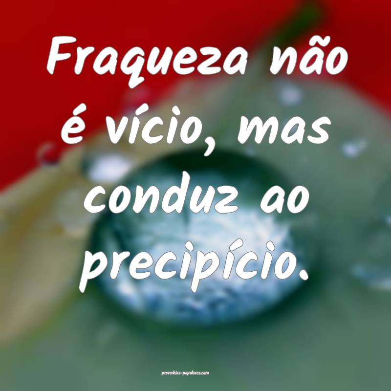 Fraqueza não é vício, mas conduz ao precipício ...