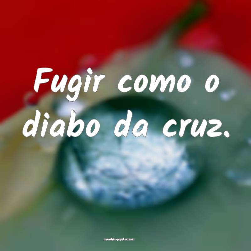 Fugir como o diabo da cruz.
...