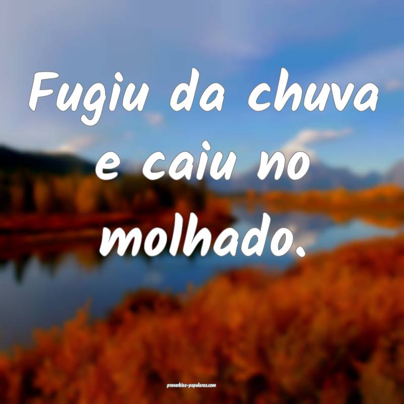 Fugiu da chuva e caiu no molhado.
...