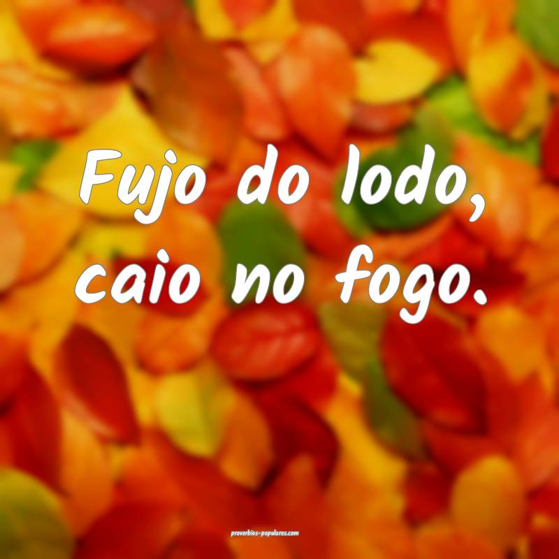 Fujo do lodo, caio no fogo.
...