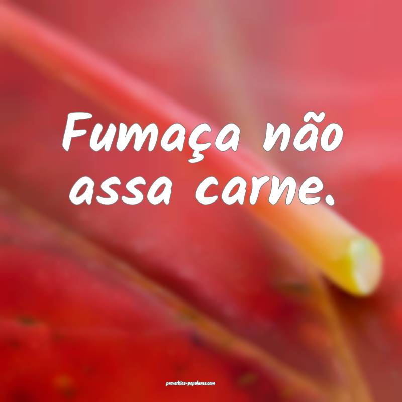 Fumaça não assa carne.
...