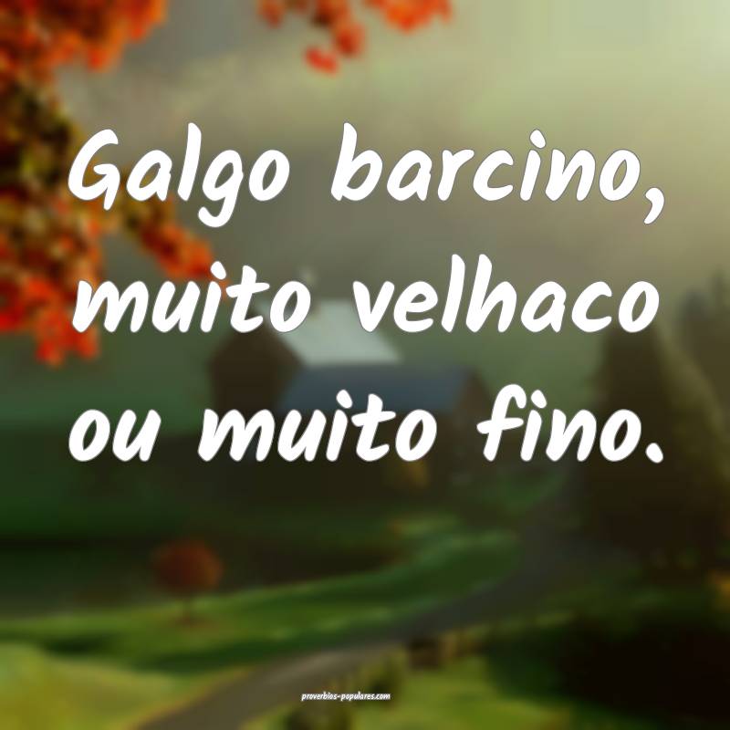 Galgo barcino, muito velhaco ou muito fino.
...