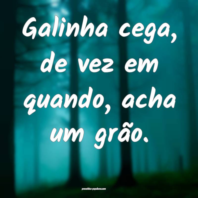 Galinha cega, de vez em quando, acha um grão.
...