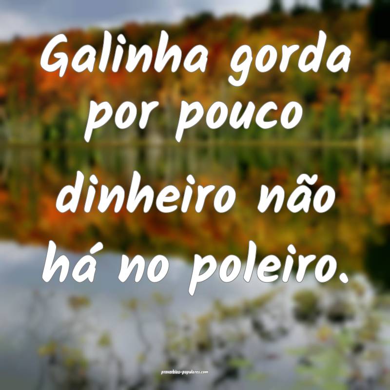 Galinha gorda por pouco dinheiro não há no polei ...