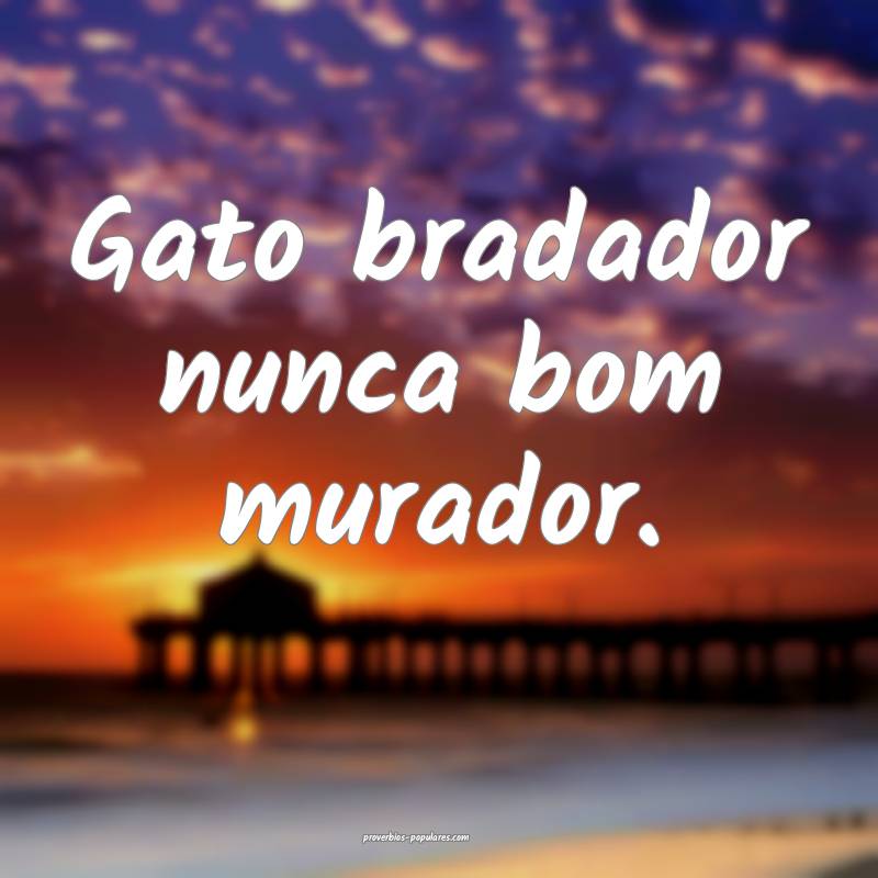 Gato bradador nunca bom murador.
...
