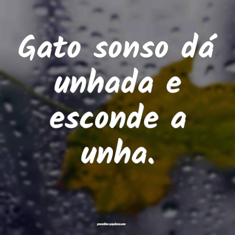 Gato sonso dá unhada e esconde a unha.
...