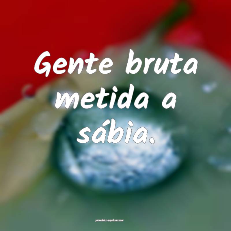 Gente bruta metida a sábia.
 ...